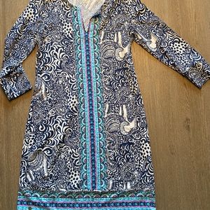Lilly Pulitzer UPF50+ Nadine Dress Engineered Multi 3/4 Sleeve Small